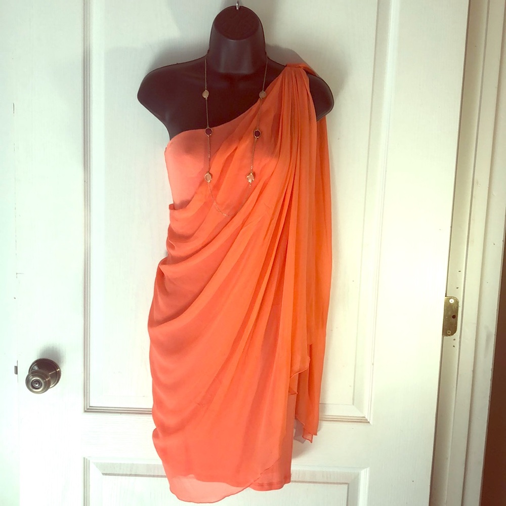 Alice + Olivia coral one shoulder dress XS